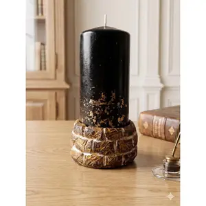 Sculptural Black Candle Decor, Minimalist Home Accent, Modern Aesthetic Candle, Coffee Table Decor, Unique Housewarming Gift for Her