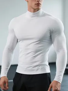 Men's High Neck Compression Shirt - Slim Fit Elastic Thermal Base Layer, Breathable Quick-Dry Performance Fabric, Ideal for Gym Workouts, Cold Weather Layering, Outdoor Activities & Daily Commutes, Masculine Top for Fitness Enthusiasts, Thermal Menswear