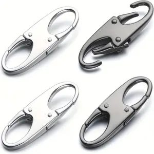 4-Pack SecureLock Anti-Theft Zipper Clips - Durable Locking Zipper Pulls Replacement with Double Opening Universal Connector - Versatile Black Multi-Purpose Hooks for Backpacks, Luggage, and More