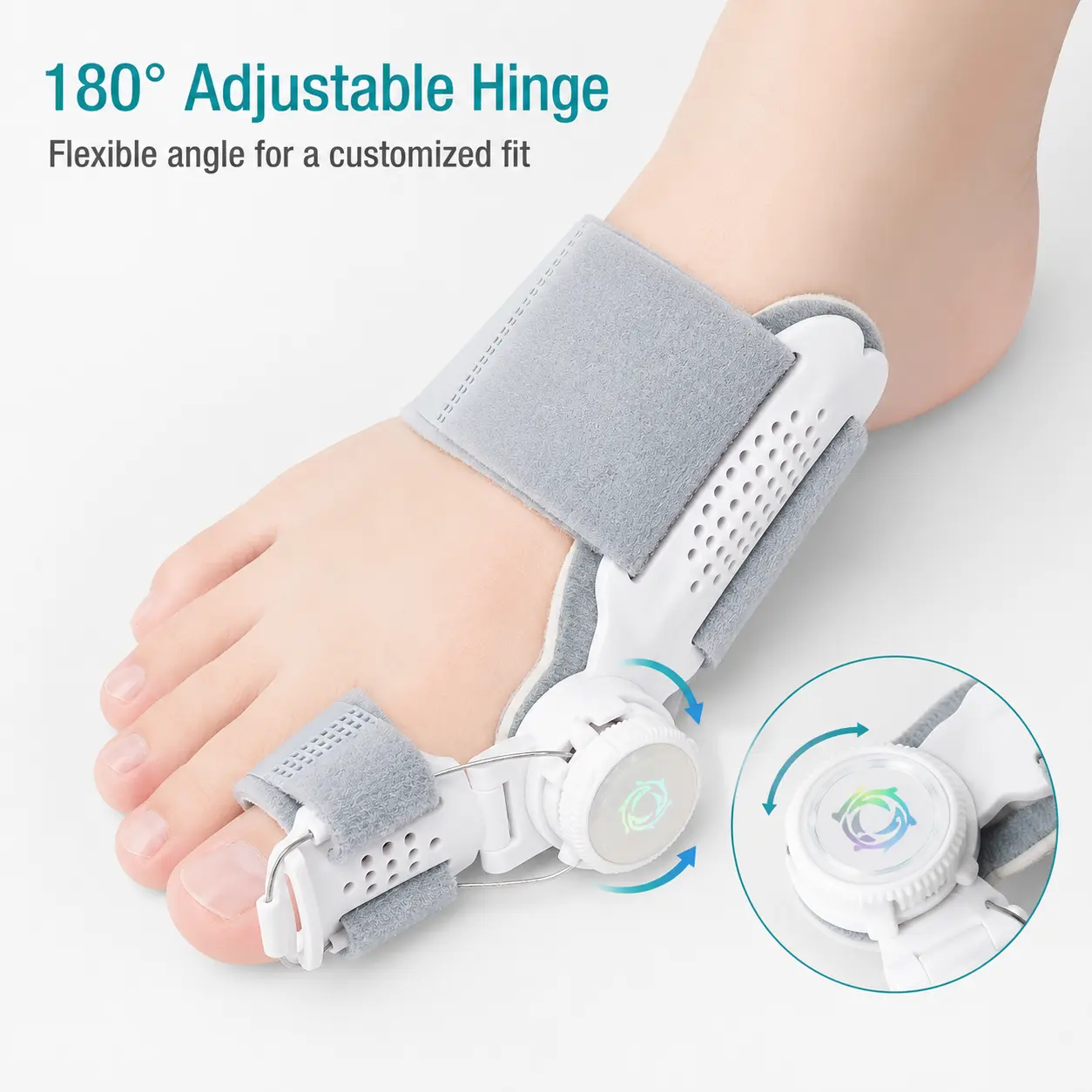 1 Count Orthopedic Bunion Splint, Manual Adjustable Toe Straightener for Hallux Valgus, Reinforced Steel Cable Foot Support Brace, Universal One‑Size Bunion Corrector for Men & Women , Fits Both Feet, Plastic Shell