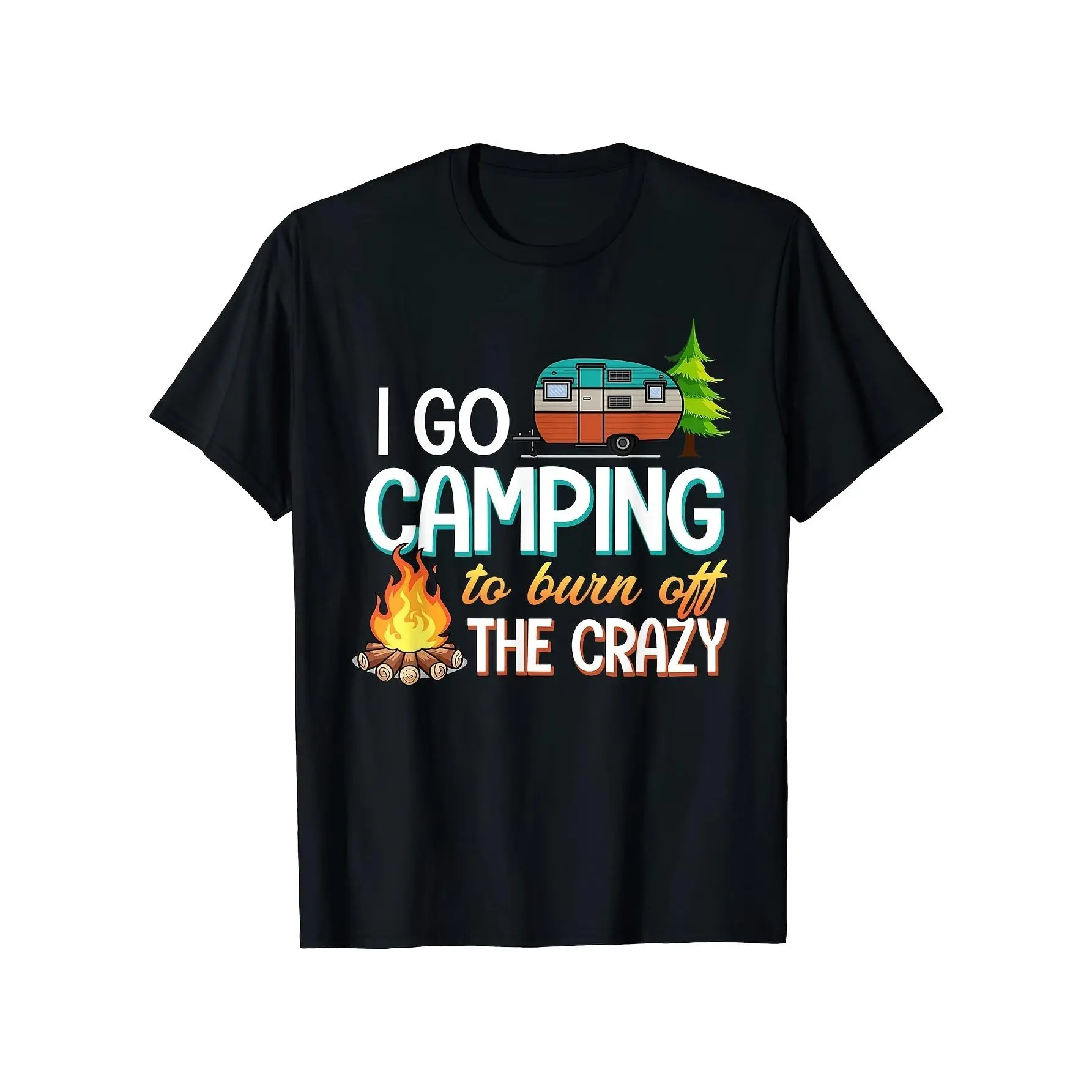 Women's Vintage 'I Go Camping' Graphic Tee, a Soft Cotton Knit Crew Neck Foundation Piece for Everyday Wear
