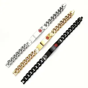 Medical Alert Bracelets,Bangle Cuff Emergency Sport Bracelet Engraved Personalized Waterproof Jewelry for Women Men Patient Life Saving