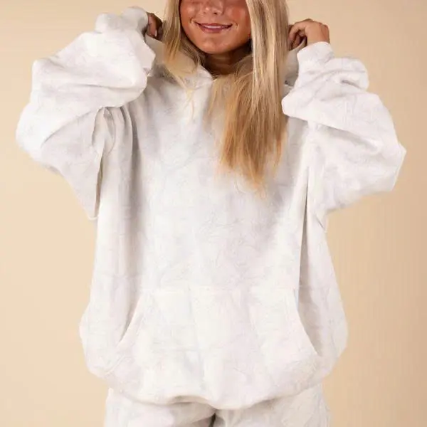 Women's Cozy Oversized Hoodie & Shorts Lounge Set Soft Neutral