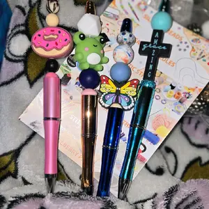 Custom Pens with Donut Charm and Beaded Design Pink Ink Pen for Writing and Note Taking