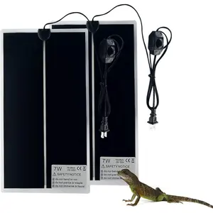 2PCS Reptile Heating Mat with Temperature Adjustment for Tortoise Snakes Lizard Gecko Hermit Crab Amphibians Removable Terrarium Heat Mats 7W 6x11 inches