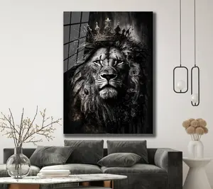 Regal Lion With Gold Crown Wall Art Decoration