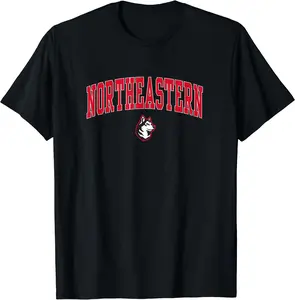 Northeastern Huskies Arch Over Logo Officially Licensed T-Shirt, Unisex Shirt, Cotton, Crewneck, Size S-3XL
