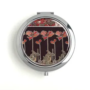 William Morris Art Nouveau Style Poppies Pill Box Travel Pill Box Vitamin Storage Box Metal Makeup Mirror with Unique Design 70mm Diameter