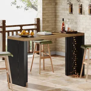 TRIBEWOOD Home Bar Unit, 55.12-Inch Bar Table with a Spacious Tabletop, Modern Freestanding Mini Bar for Home Kitchen, Living Room, Balcony, Basement