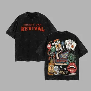 Retro Treaty Oak Revival Western T-Shirt with Cool Retro Bar Cowboy Graphic Tee Design, Plus Acid Washed Heavyweight Cotton Hoodie - Timeless Alternative Metal Streetwear Must-Have for Rock Lovers N55 UJX