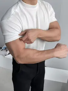 Summer Fitted Breathable Casual Sports T-Shirt with High Neck, Stylish and Versatile Plain Short Sleeve Top for Everyday Wear