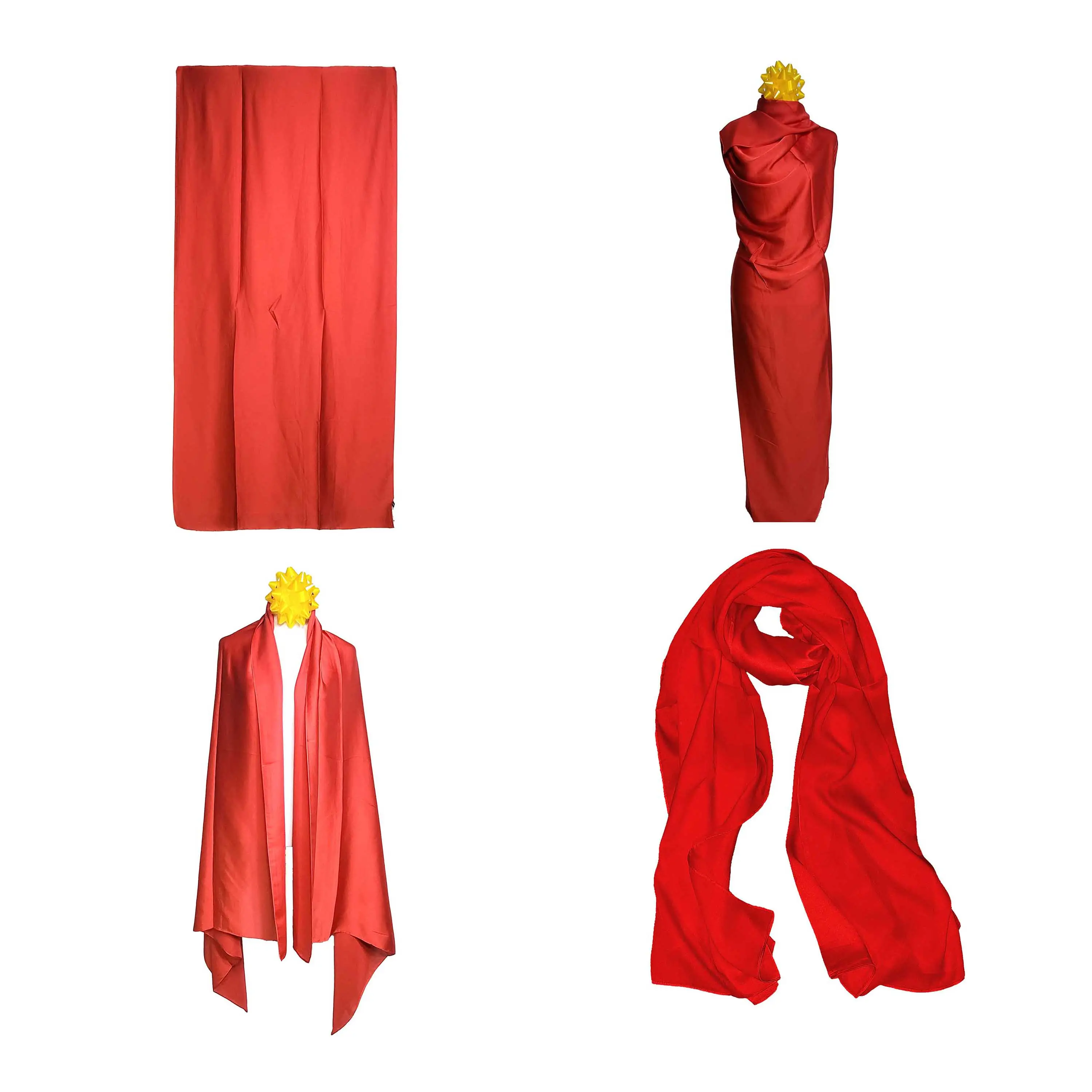 NWT Long Soft Satin Silk Scarf 32"x72" Rectangle Shawl Wrap Red 65022