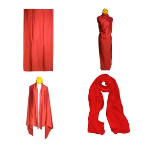 NWT Long Soft Satin Silk Scarf 32"x72" Rectangle Shawl Wrap Red 65022