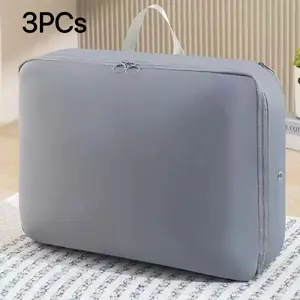 3pcs Compressible Storage Bags, Space-Saving Travel Organizer, Large Capacity Cube with Zip Closure, Luggage Accessories, Gift Idea