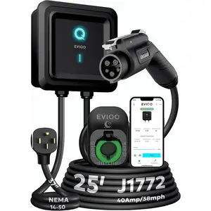 GESYH Level 2 EV Charger, 40 Amp 240V, J1772 for Non-Tesla EVs, 25ft Cable, WiFi (2.4GHz) Smart App, Weatherproof Indoor/Outdoor (IP66, NEMA 4), UL & ETL Certified, NEMA 14-50 Plug-in, 9.6kW