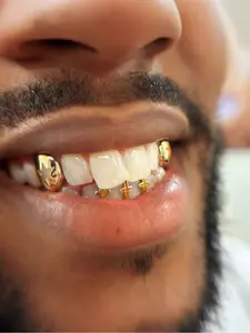 Hiphop Style Hollow Out Star Teeth Grills, Punk Street Fashion, Gold Plated, Unique Personality Jewelry, All Seasons, Tooth Gems