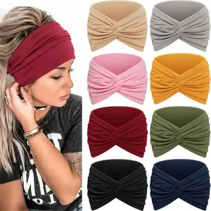 8PCS Solid Color Women's Headbands, Fashionable Retro Wide Headbands for Yoga, Running, and Sports, with Multiple Color Combinations