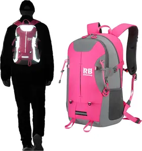 Reflective Motorcycle Backpack – Hi Viz EDC Commuter Bag for Riders, Night Travel, and Daily Use with Helmet Holder, Laptop Compartment, Ventilated Back, Urban Gear (pink backpack)