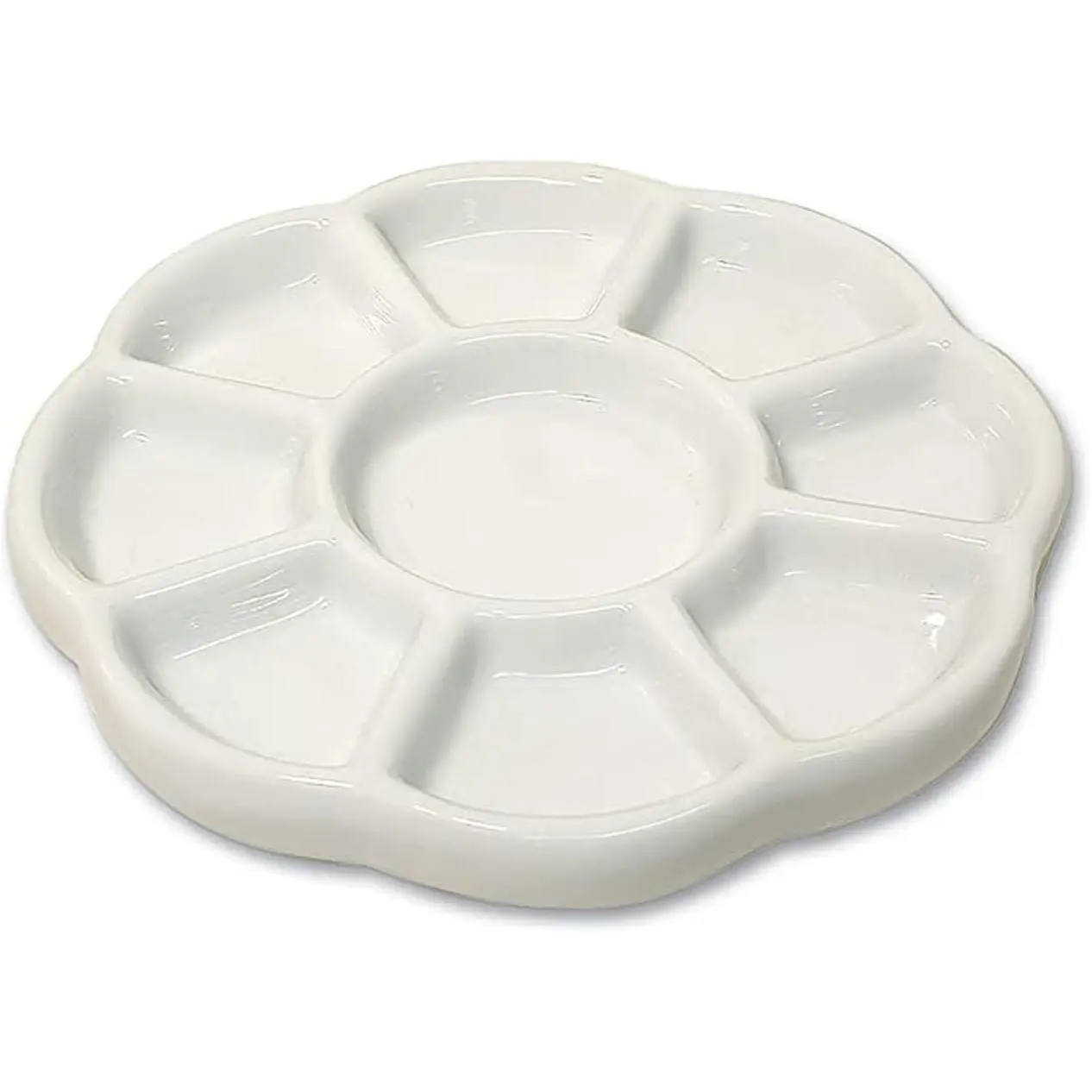 9 Well Porcelain Ceramic Watercolor  Palette - Ceramic Mixing Palette Tray Flower Watercolor Dish Gouache Palette for Arts & Crafts Accessories Organizer Mixing Colors (5inch)