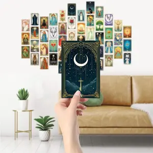 Vintage Illustration Tarot Card Set, Mystical & Natural Elements, Nordic Style Wall Decor Cards, Retro Postcard Collection