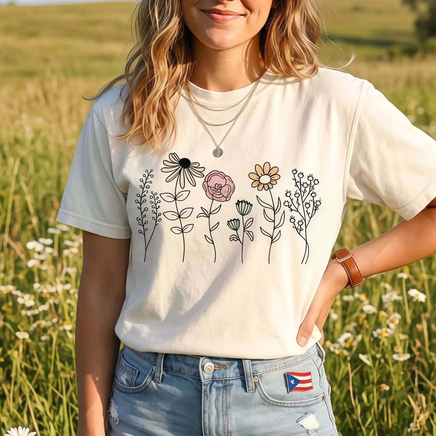 Daisy TShirt, Floral Cottagecore T-Shirt, Botanical Tee, WildFlower TShirt, Nature Spring T-Shirt for Women summer tops women's Puerto Rico Football Fan Womenswear Casual Leggings Streetwear Style
