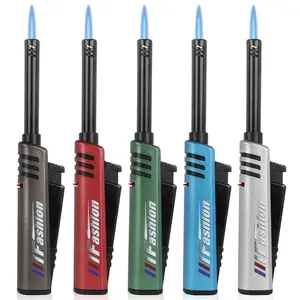 Navpeak 5-Pack Refillable Metallic Colorful Mini Lighters with Butane, Multifunctional Utility Design & Extension Rod for Easy Refueling, Suitable for Kitchen & Barbecue Grills