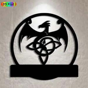 1pc Dragon & Celtic Knot Metal Wall Art,Dragon & Celtic Knot Statue Mural, Ideal Gift for New Year, Halloween, Mythology & Celtic Culture Enthusiasts,  Wall Sculptures, Perfect for Home Wall & Garden Fence, Unique Medieval-Inspired Decor