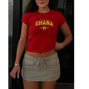 [Sale Up To 40%] Ghana Baby Tee, Ghana Y2K T-Shirt, Vintage 2000s 90's Baby Tee, Africa Baby Tee, Ghana Flag Shirt