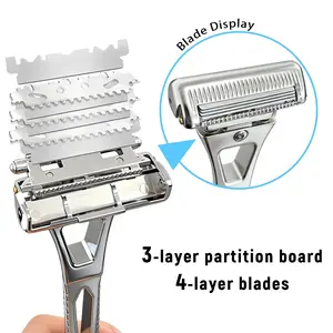 Shavcooo GP600 4-Layer Half-Blade DE Safety Razor | Precision Shave with Magnetic Ease | Luxury Eco-Friendly Gift Set