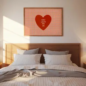 Love Poster quote Print red 70s Retro vintage poster Print Wall Art trendy Aesthetic summer gingham bedroom decor