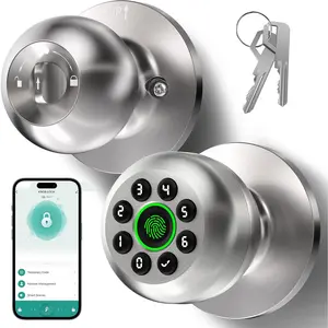 Door Lock with App & Key, Door Knob, Door Knob,Door Locks for Bedroom,,Home,Front Door, Office,Apartment