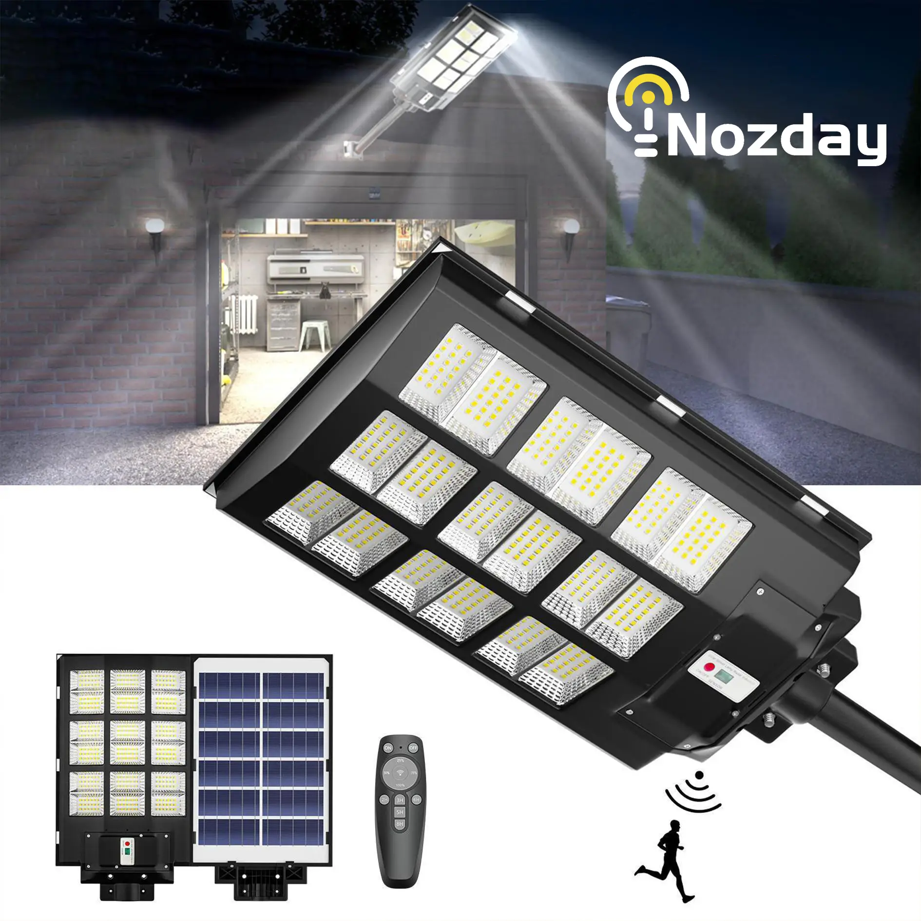 6500W IP67 outdoor lighting Solar Parking Lot Light, 305000LM Commercial Outdoor Solar LED Street Light Dusk to Dawn with Motion Sensor, 6000K Solar S
