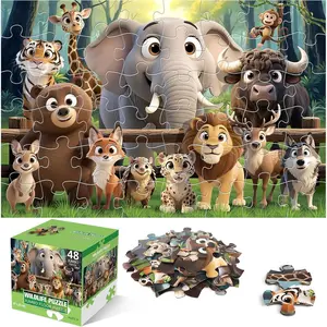 Jumbo Floor Puzzle for Kids,48 Piece Forest Animal Large Jigsaw Puzzles,Learning Educational Toys for Toddlers Ages 3-5,Wildlife Preschool Puzzles Children Easter Gift for Boy Girl Ages 4-8 W