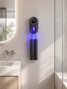 Toothbrush Cleaner Holder with Air Drying & LED Smart Screen, Rechargeable Wall Mounted Bathroom Sanitizer, Hygienic Toothbrush Storage for Clean Dry Brushes