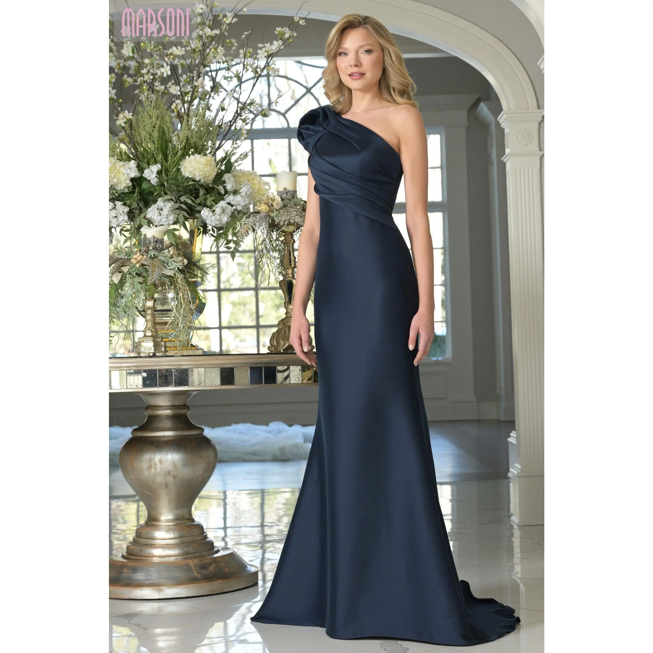 Marsoni by Colors -MV1358 One Shoulder Mermaid Long Gown