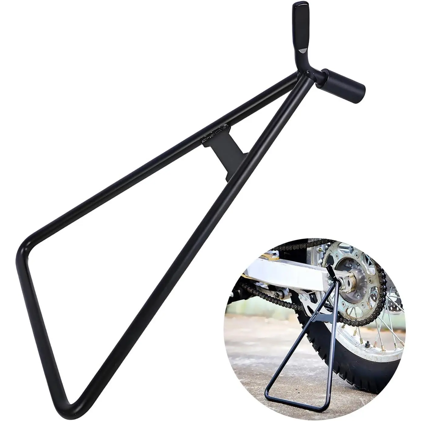 KVAEY Motorcycle Triangle Stand, Heavy Duty Dirt Bike Triangle Kickstand Side Stand, Universal Rustproof Motorcycle Triangle Kickstand for Rear Wheel, Motorcycle Accessories
