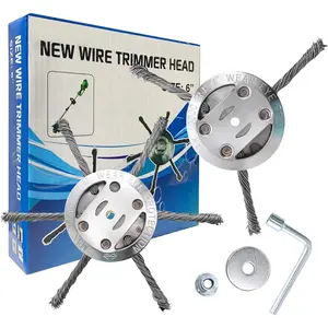 6 inch Steel Wire Brush Cutter Trimmer Head, Weed Wacker Attachments Heads,Wired Trimmer Head Replacement for Electric Battery Powered Cordless String Trimmer, Weed Eater Universal Propane Tank Gauge with Leak Detector Lithium-ion MAX