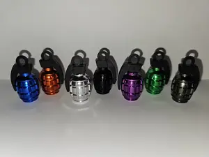 Grenade Valve Stem Caps Set of 4 – 7 Colors – Universal Fit for Cars Trucks Motorcycles & Bikes – Durable Aluminum Alloy – Easy Install – Great Gift