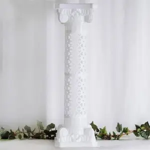 4 Pack White Height Adjustable Artistic Venetian Roman Wedding Inspired Pedestal Column Plant Stand - PVC 42"