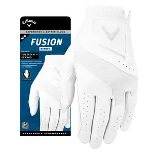 Callaway Golf Fusion Women's Golf Glove in White/Silver | Size: Large