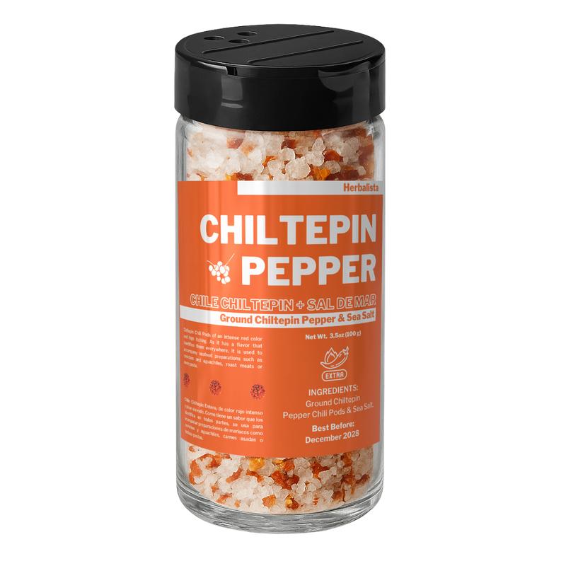 Chile Chiltepin De Sonora & Sal de Mar - Frasco 3.5oz (100g) Dried Chiltepin Peppers & Sea Salt (Chile Tepin) – Freso, Picoso, & Silvestre - Para los Aguachiles, Mariscos, Caldos, Sopas!
