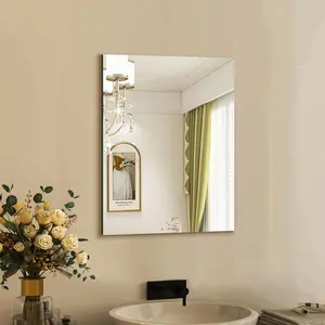 Frameless Mirror, Wall Mirror 18" x 24", Modern Rectangle Bathroom Mirrors for Wall with Polished Edge, Horizontally or Vertically. Upgraded Shatterproof Mirror, Entryways, Bathroom, Gym.