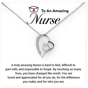 To An Amazing Nurse Necklace, Unique Gifts For Female Nurses, Rn Graduation Gifts For Nurses 2025, Nurse Appreciation Gifts For Women, Nursing Gift Ideas For Girls, Pinning Ceremony Necklace Gift, Forever Love Necklace With Message Card And Elegant Box.