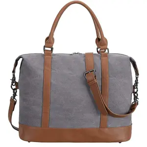 Travel Tote Bags with Zipper Ladies Canvas Bag Weekender Overnight Bag for Women Carry on Duffel Bag Trolley Sleeve