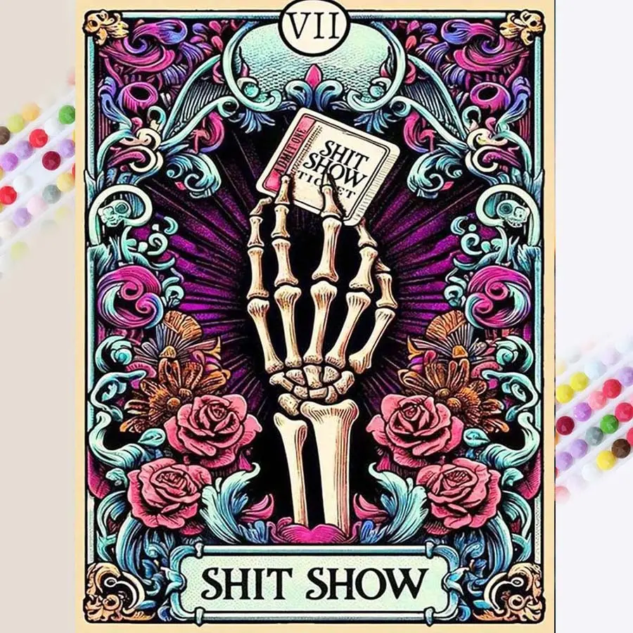 1pcs 5D DIY diamond painting kit, 5D diamond art set, Diamond Art Tools, DIY decoration, skull hand, rose, gorgeous decoration, full round drill diamond painting kit, mosaic, diamond art, DIY art home decor, suitable for Halloween and Christmas.