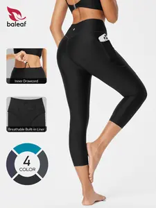 BALEAF Women's 20" High Waisted Swim Pants Long Swim Capris UPF50+ Swimsuit with Liner and Pockets Quick Dry Water Resistant Modest Tankini Bottoms Stretch Breathable Tummy Control Design for Swimming Beach Pool Summer Outdoor Multi Purpose #Summervibes