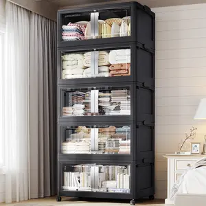 BROVIEW 120Gal/160Gal/200Gal Extra Large Stackable Storage Bins with Lids Wheels, Heavy-Duty Plastic Storage Box with Drawers, Collapsible Toy Organizer High-Quality Polypropylene Plastic Storage Containers for Home Organization V70