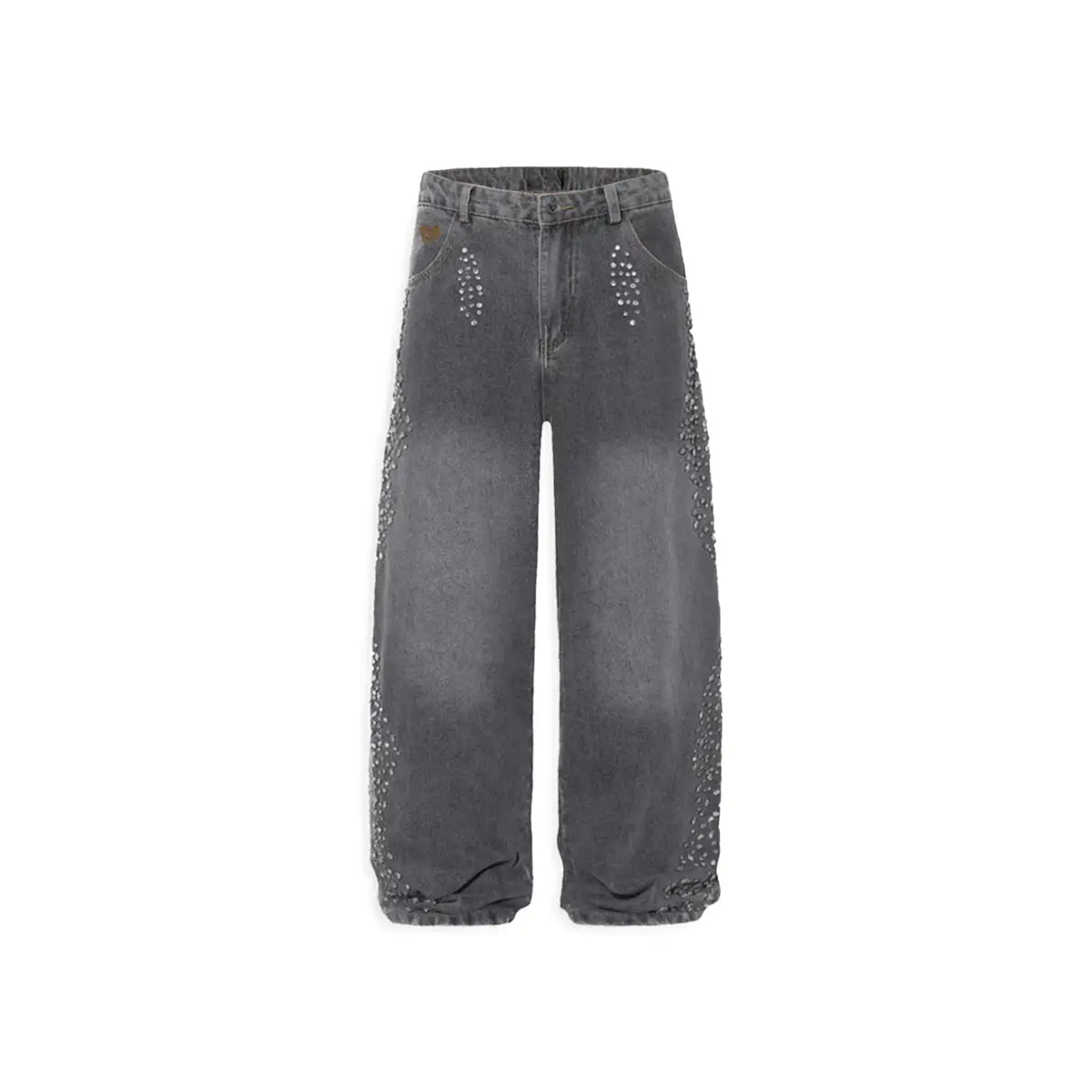 Aelfric Eden Rhinestone Application Loose Jeans Casual Soft Denim Baaggy Jeans Wide Leg Streetwear Trendy Bottoms Super Baaggy Jeans