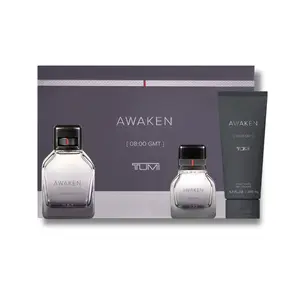 TUMI Awaken Gift Set for Men - 3.4 & 1.0 fl.oz EDP and Body Wash 6.7 fl.oz Body Care Fragrance Pack Blend Scent Cosmetic Scented Aroma