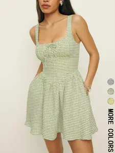 Women's Gingham Print Cami Dress, Casual Sleeveless A Line Dress for Summer, Ladies Clothes for Beach Holiday